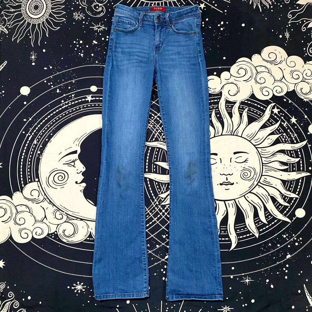 Guess Bootcut Jeans Women's 24x31 Blue Cotton Denim Casual Faded Workwear Travel